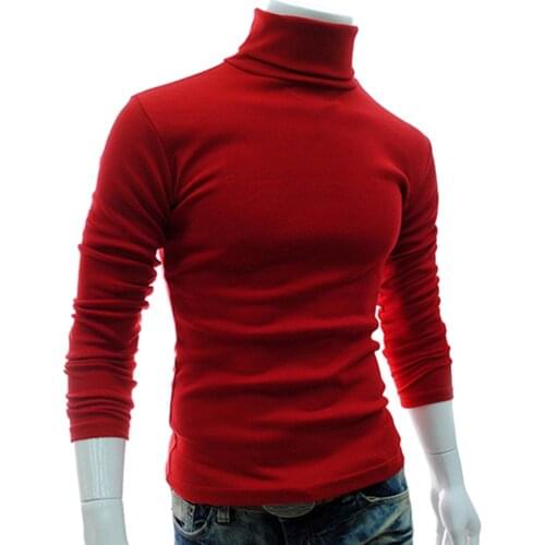 Sweater men Autumn Men sweater Solid Color Turtle Neck Long Sleeve Sweater Slim Knitted Pullover Top men clothing pull homme