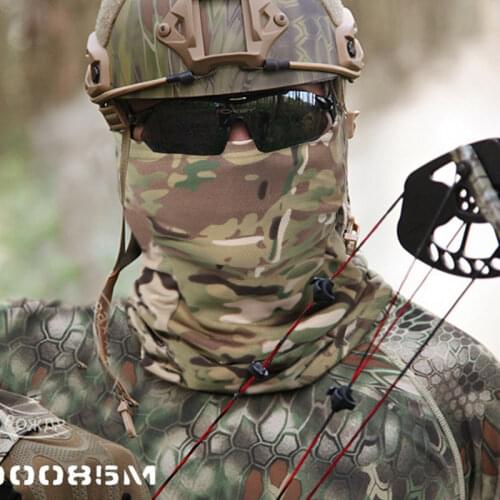 Multicam Camo Tactical Mask Neck Gaiter Cover Men Women Face Bandana Sun Cool Military Cycling Hunting Hiking Camping Tube Scarf