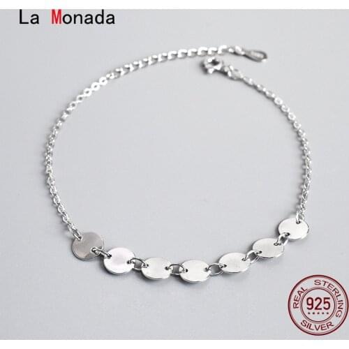 La Monada Luxury Fine Silver 925 Jewelry Bracelet Female Woman Round Wafer Minimalist Bracelets For Women Silver 925 Sterling
