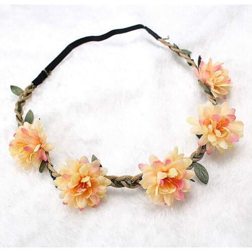 Women Wedding Flower Headband Girls Boho Flowers Headwear Children Hair Band Hair Styling Accessories Bride Wreath Beach Garland