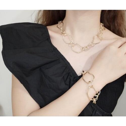 Link chain necklace Simple irregular geometric bracelet for women punk 2020