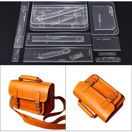 1Set DIY Leathercraft Messenger Bag Acrylic Shoulder Bag Stencil Templates 24*19*10cm