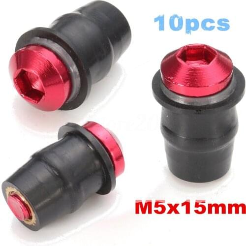 10pcs /Set M5x15mm Aluminum Motorcycle Bicycle Fairing Screws Bolts Fastener Kit Body Mount For Honda, Suzuki, Yamaha, Kawasaki