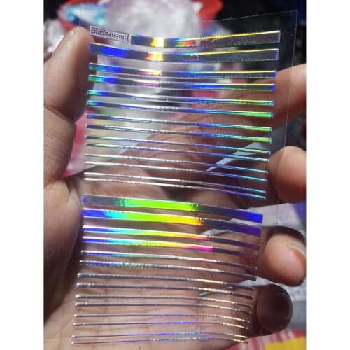 12/24/30pcs/Set Holographic Adhesive Nail Art Stickers Glitter Stickers On Nail Diamond Cactus Cartoon 3D Lase Sticker Decals B9