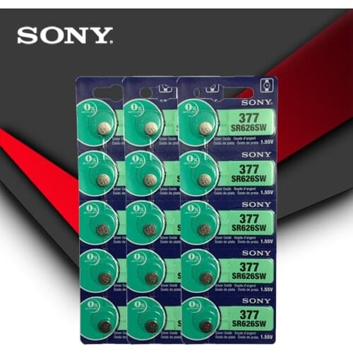 15pcs Sony 100% Original 377 SR626SW SR626 AG4 1.55V Silver Oxide Watch Battery SR626SW 377 Button Coin Cell MADE IN JAPAN