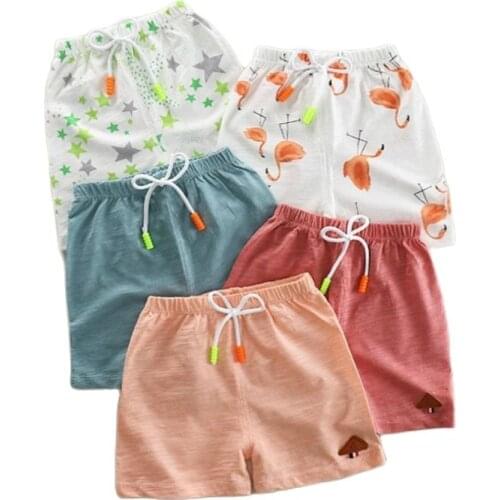 2020 Summer Childrens Shorts Slub Cotton Boys Shorts Print Girls Beach Pants Infant baby Boy Home clothes Toddler Pajamas 1-5T