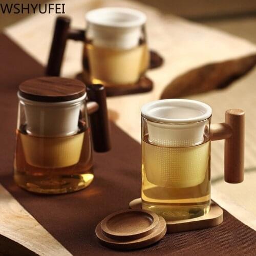 WSHYUFEI 390ml Chinese glass tea cup Infuser and Lid Heat Resistant Loose Leaf Tea Strainer Coffee Filter Home Office Tea Cup
