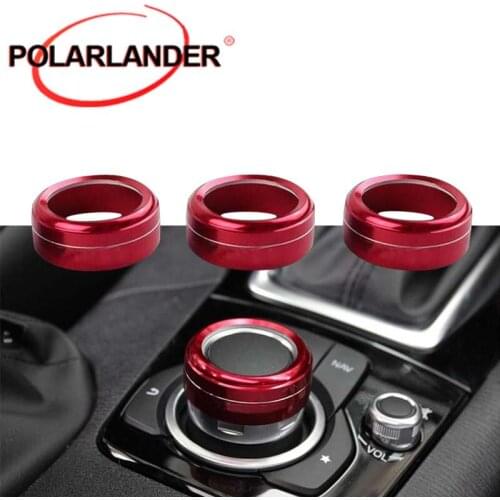 Car Air Conditioning Knobs Decorative Circle Car Circle Accessory Aviation Aluminum For Mazda 3 Angkesaila Red /Blue /Gold