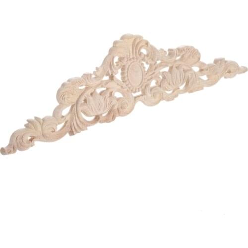 50*12cm Carving Natural Wood Appliques Door Furniture Cabinet Decorative Unpainted Wooden Mouldings Decal Vintage Home Decor