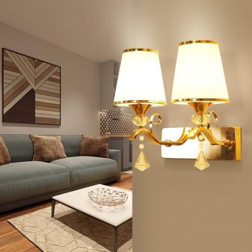 Double head bedroom living room hotel wall lamp crystal glass bedside wall lamp modern staircase corridor aisle lamp LB120611