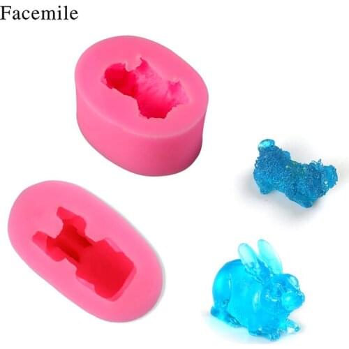 Facemile 1PCS Rabbit Dog 3D Mold Animal Silicone Cake Mold Candle Chocolate Mould Kitchen Baking Fondant Cake Decoration Tool