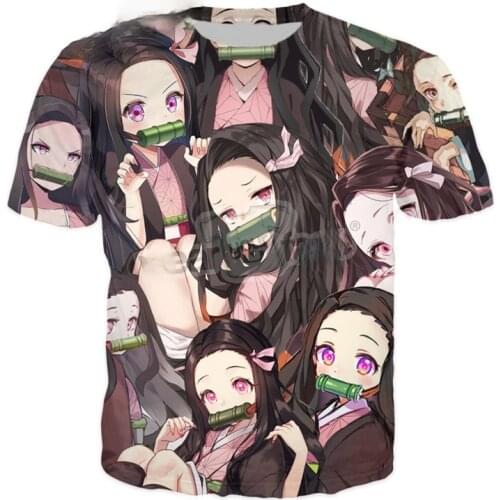 Anime Kamado Nezuko Otaku 3D All Over Printed T Shirts Summer Casual Streetwear Short Sleeve Top Tee Women Clothing US Size