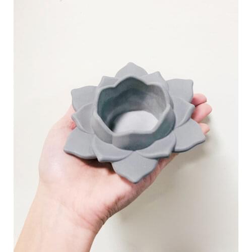 Crystal Column Cement Candle Holder Mold Candle Cup Home Decor Concrete Silicone Mould Lotus Design Gypsum Epoxy Resin Mold