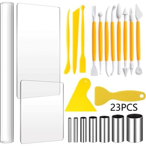 Pottery Tools 23pcs Polymer Clay Molds Round Clay Mold DIY Handmade Pottery Tools for Family Day Roller Clay Tools ES(Origin)