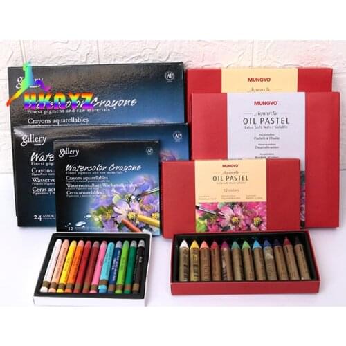 1sets Mungyo MAO 12 24 color water soluble crayon colorful stick water soluble oil painting stick Art Drawing