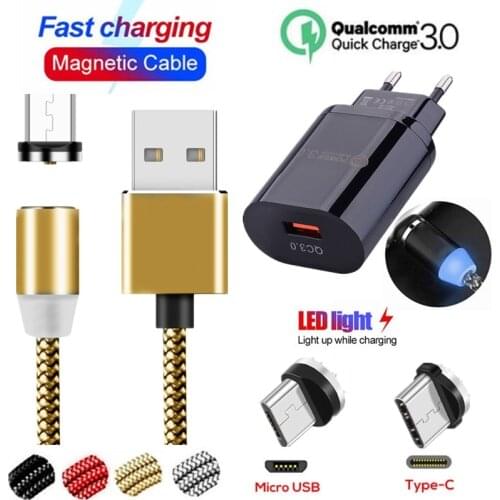 Fast QC 3.0 Charger charging Magnetic USB Cable For Samsung S8 S9 S10 S7 A3 A5 2017 J3 J5 J7 2016 J4 J6 A6 A8 PLUS A7 A9 J2 2018