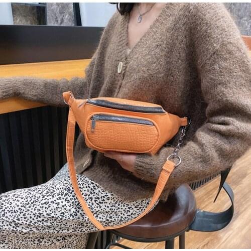 Fashion Womens Bag Designer Belt Bags Stone Pattern Chain PU Leather Fanny Pack Bananka Shoulder Bag Belly Band Waist Bag