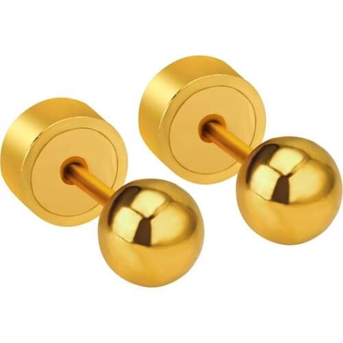 LUXUKISSKIDS Fashion Earrings For Women Men Stainless Steel Screw Ball Piercing Stud Earring Jewelry brincos pendientes