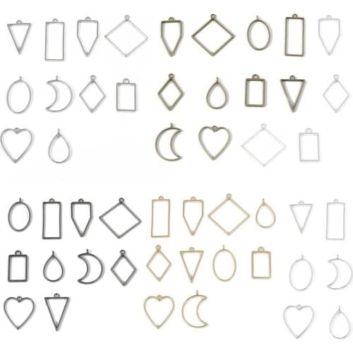 Alloy Geometric Resin Mold Hollow Pressed Flower Frame Necklace Pendant Jewelry Making Set sale