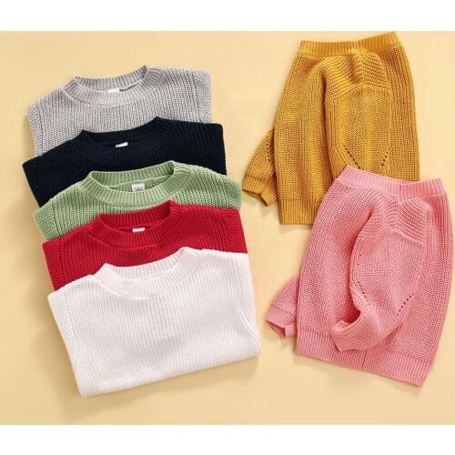1-3Years Infant Solid Color Sweater, Autumn & Winter Baby Long Sleeve Round Neck Knit Pullover