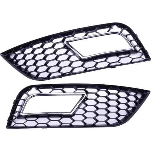 8K0807681K 8K0807682K 1 Pair of Silver Honey-comb Front Bumper Fog Light Grille fit for AUDI A4 B8.5 RS4 STYLE 2013-2015 2016