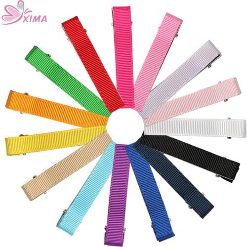 XIMA 30pcs/lot 2.4''(60mm) Ribbon Solid Cloth Clip Hairpin for DIY Kids Hair Accessories Hair Clips with Teeth 15 Colors HC002