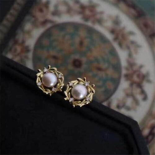 925 Silver Pearl Beads Stud Earrings Setting Base Diy Jewelry Making Findings&Components