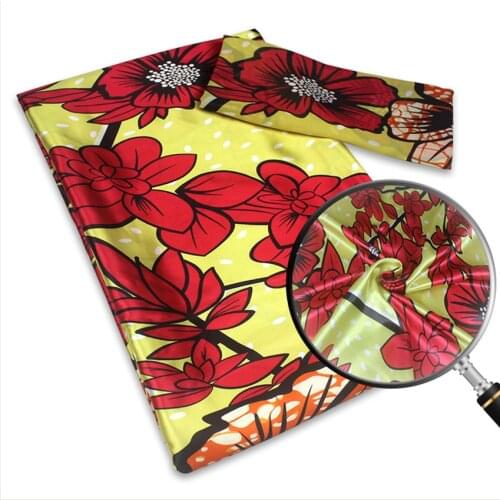 African prints silk satin fabric stretch wedding dress fabric 2019 circle patterns design 4+2 yards/piece