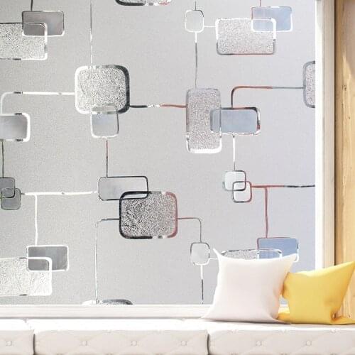 3D sunscreen glue-free electrostatic glass film matte stickers bathroom kitchen window stickers thinking grid pattern film