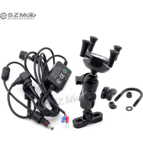 X-Grip Phone Holder USB Charger For SUZUKI GSR 400/600/750 GSX-S750 GSX-S1000/F GSX1300 B-KING Motorcycle GPS Navigation Bracket