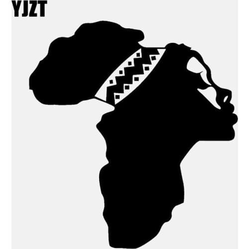 YJZT 12.4CM*13.5CM Creative Africa Map Beautiful Woman Vinyl Black/Silver Car Sticker C22-1300