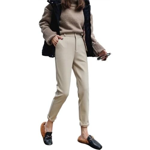 Plus size woolen harem pants womens autumn winter thick straight pants women loose casual wool Pencil pants women trousers