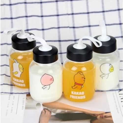 1 pcs 400ml Student portable tea cup with cover cup high temperature resistant glass creative cap lovely couple cup