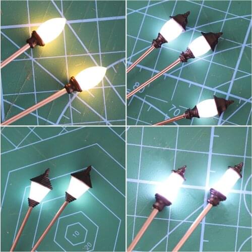 10pcs Model LED Street Lamp Garden Lamp 3V Cool White Warm White For Landscape Lamppost Train Railway Scene