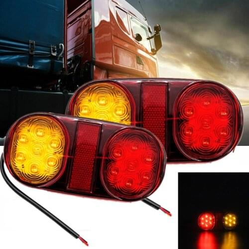2pcs 12V 14 Led Car Truck Trailer Boat Caravan Rear Indicator Tail Light Red Stop Brake Yellow Turn Signal Lamp 10-30V