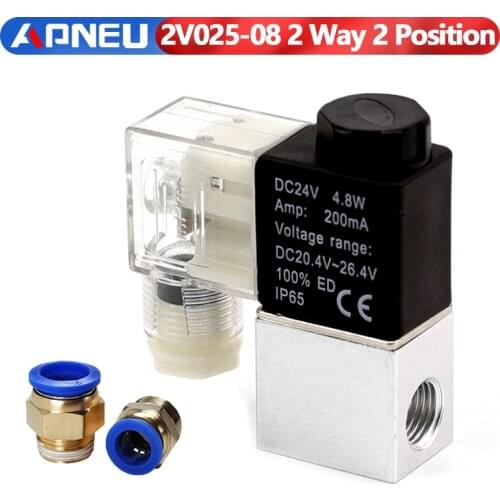 2V025-08 Normally Closed 12V 24V 220V 1/4" BSP 2 Way 2 Position Air Solenoid Valve Pneumatic Control Valve