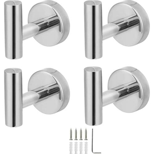 4 Pcs Towel Hooks, Polished Modern Towel Hook Coat Robe Clothes Hooks Hanger For Bathroom Wall Mounted Kitchen Hotel