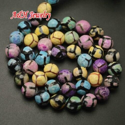 5 Strands Blue Red Green Purple Mixed Color 8~10mm Faceted Stone Round Beads Fashion Jewelry Making Materials