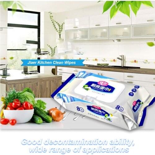 80 Pumps/bag Kitchen Special Tableware Cleaning Disposable Wet Wipes Range Hood Degreasing Wet Wipes Kitchenware Napkins