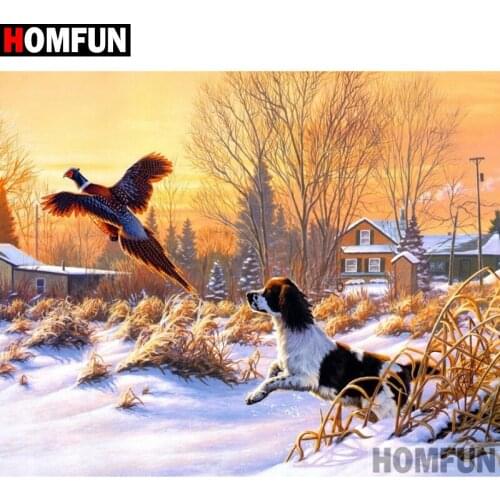 HOMFUN Full Square/Round Drill 5D DIY Diamond Painting "Dog pheasant " 3D Diamond Embroidery Cross Stitch Home Decor A19515