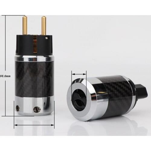 BCF4-EG Hi-End Carbon Fiber Gold Plated With gasket European standard AC Power Plug IEC Female Plug Hifi Schuko Power Connector