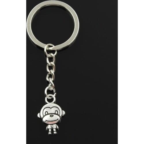 New Fashion Keychain 15x27mm Double Sides Monkey Pendants DIY Men Jewelry Car Key Chain Ring Holder Souvenir For Gift