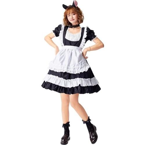 Black and White Maid Costume Cosplay Costume Dress Lolita Cat Maid Costume Lolita Cute Dress