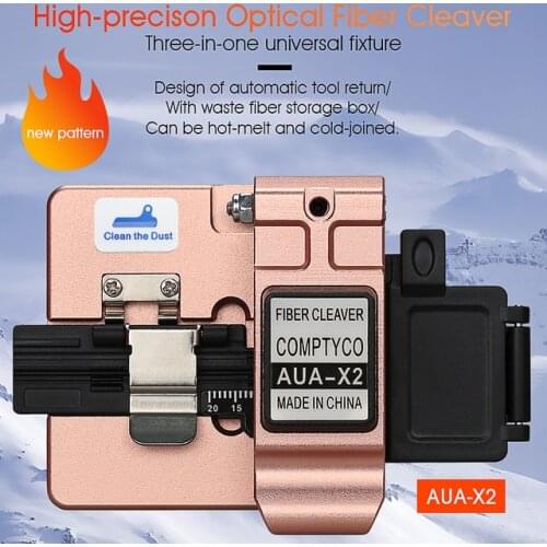 COMPTYCO Fiber Cleaver AUA-X2 FTTH Cable Fiber Optic Cutting Knife Tools Cutter Three-in-one clamp slot 24 Surface Blade