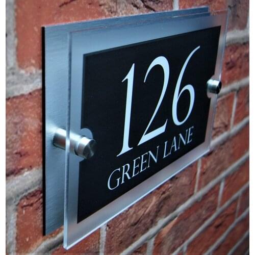 DIY House Number Unique Door Number House Sign Plaque Street Name Frosted Acrylic & Aluminium Composite A3