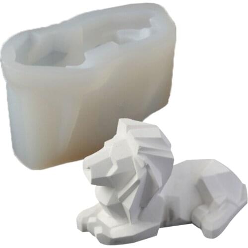 DIY Geometric 3D Lion Resin Casting Silicone Mold 3D Animal Beast Lion Silicone Epoxy Resin Soap Casting Mold Art Crafts