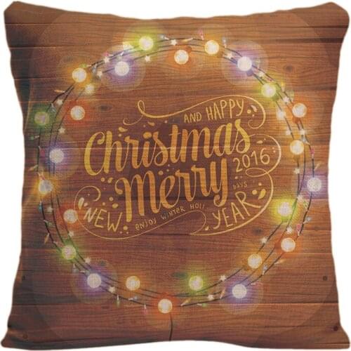 Cotton Linen Christmas Lights Wreath For Xmas Holiday Throw Pillow Decorative Cushion Cover Pillowcase Customize Gift For Car