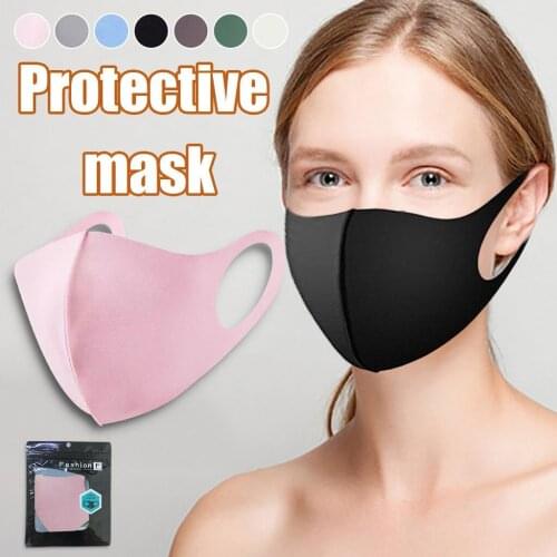 Ice Silk Mask Anti-dust Cotton Mouth Face Mask Anti-fog Black Stereo 3d Mask Respirator Halloween Cosplay Mascarillas Mascaras