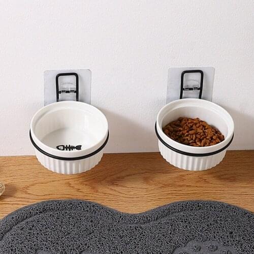 Pet bowl wall-mounted ceramic cat and dog bowl pet cat and puppy feeding products cat and dog pet supplies food water bowl