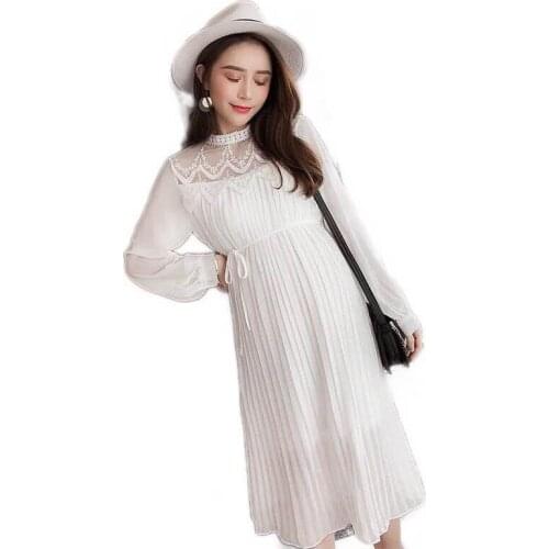 Fashion High Quality Chiffon Dresses Maternity Clothes Pregnant Women Pleated Dress Pregnancy Maternity Spring Summer Vestido